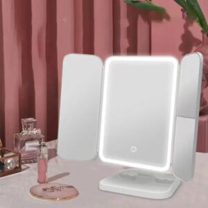 Miroir de maquillage LED à trois volets avec contrôle tactile